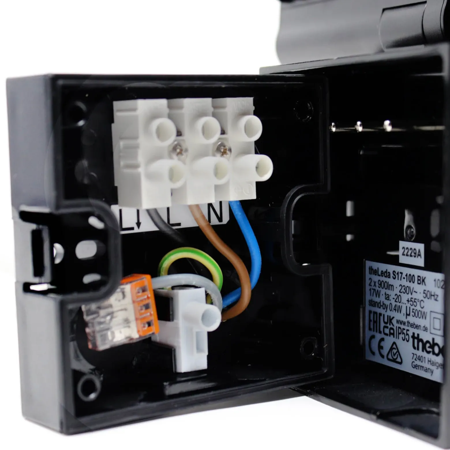 Theben Aplique LED para exterior theLeda S17-100, negro Sensor