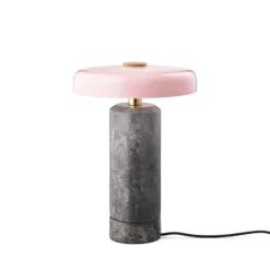 Trip LED lámpara de mesa recargable, gris / rosa, mármol, vidrio, IP44