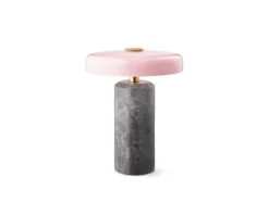 Trip LED lámpara de mesa recargable, gris / rosa, mármol, vidrio, IP44