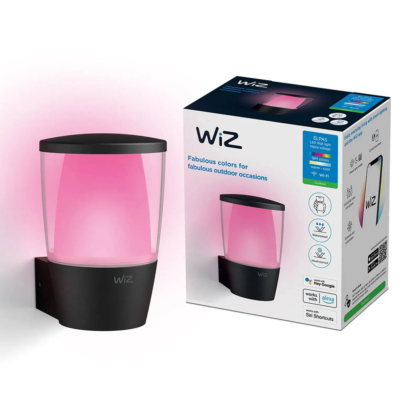 WiZ aplique LED de exterior Elpas RGBW, negro